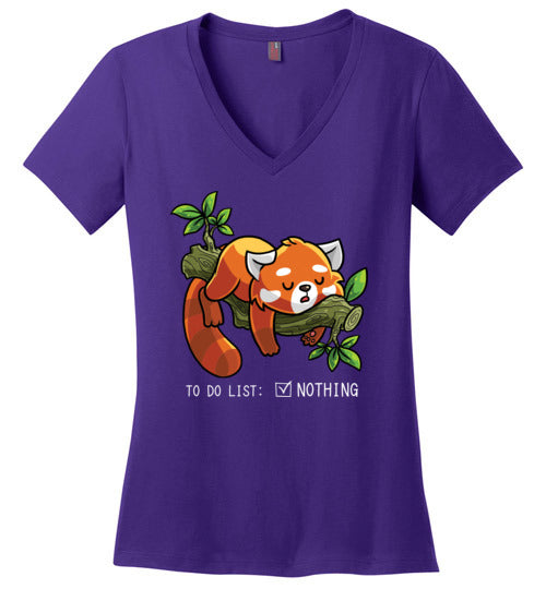 Red Panda To Do List Nothing V-Neck