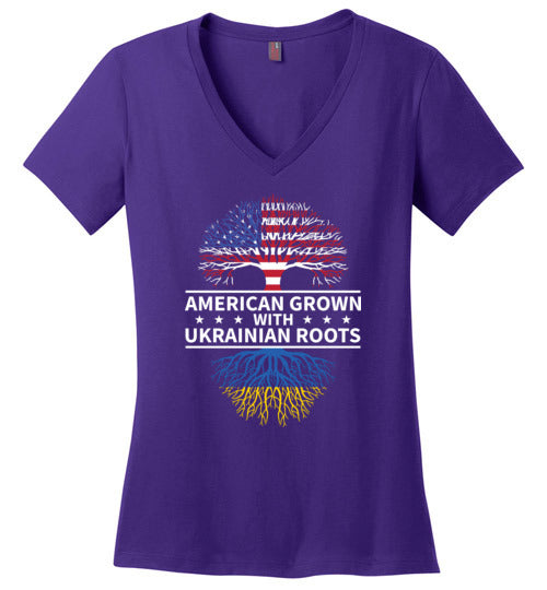 American Grown With Ukrainian Roots V-Neck