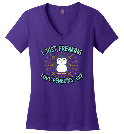 Freaking Love Penguins V-Neck