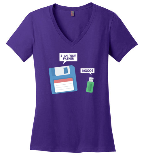 USB Floppy Disk Father Son V-Neck