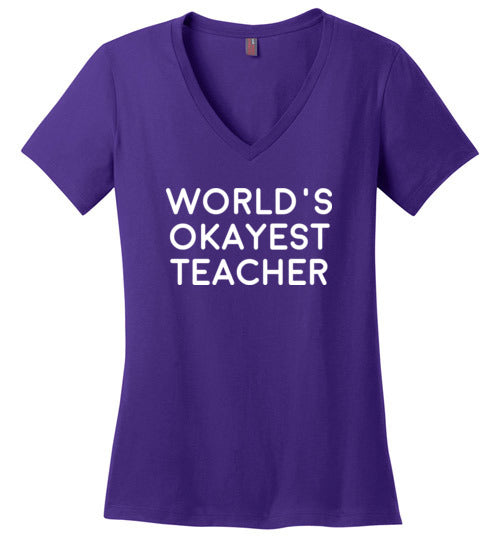 World's Okayest Teacher V-Neck