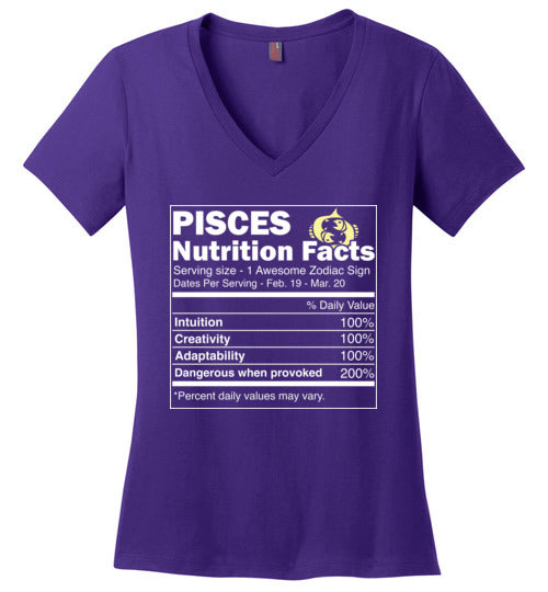 Zodiac Pisces Nutrition Facts V-Neck
