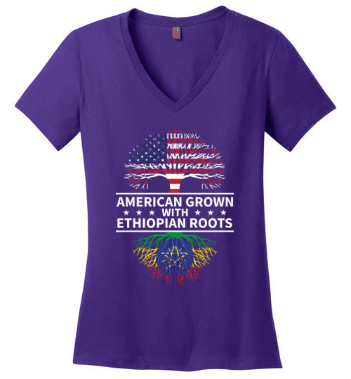 American Grown With Ethiopian Roots V-Neck