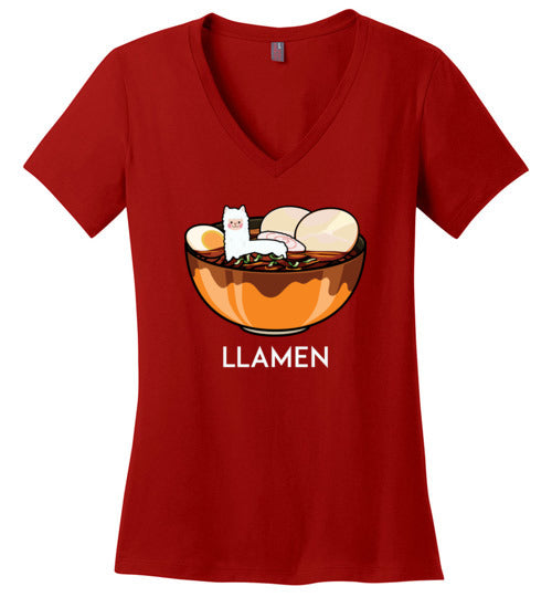 Llamen Llama Ramen V-Neck