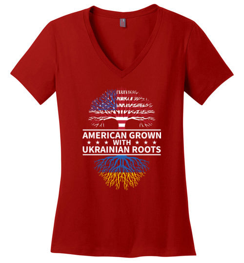 American Grown With Ukrainian Roots V-Neck