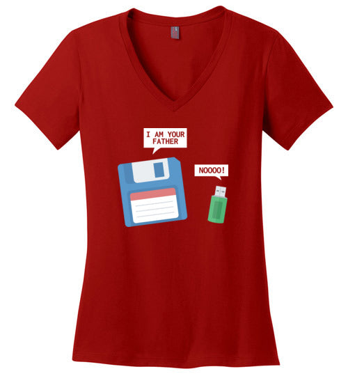 USB Floppy Disk Father Son V-Neck