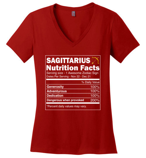 Zodiac Sagittarius Nutrition Facts V-Neck