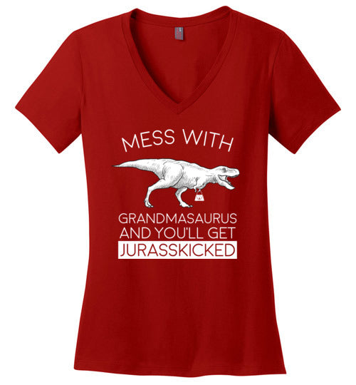 Grandmasaurus Jurasskicked V-Neck