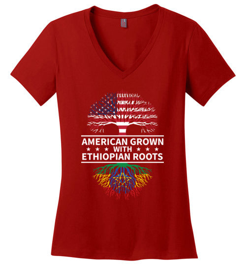American Grown With Ethiopian Roots V-Neck