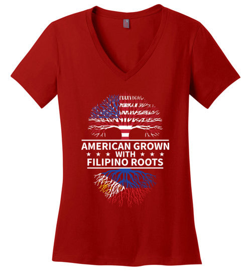 American Grown With Filipino Roots V-Neck