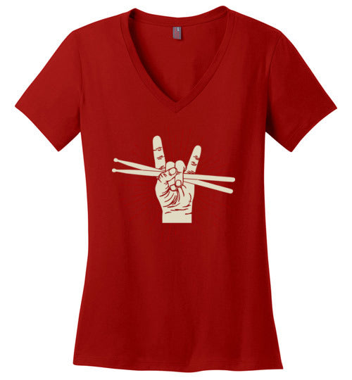 Drummer Rock Hands V-Neck