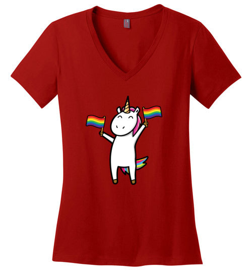 Gay Unicorn LGBT Rainbow Flags V-Neck
