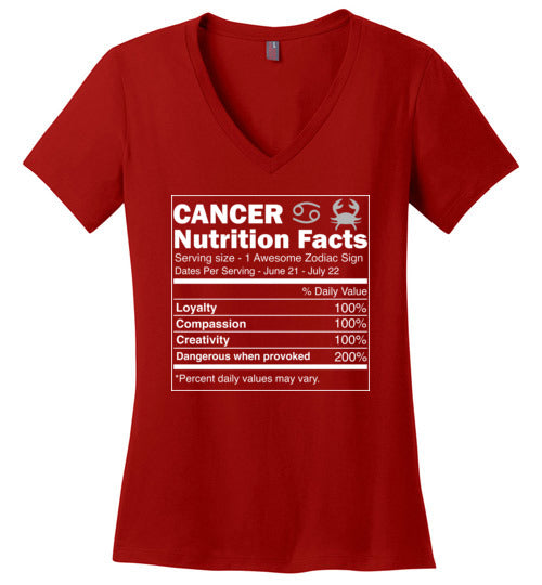 Cancer Zodiac Nutrition Facts V-Neck