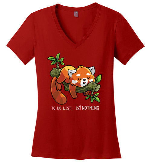 Red Panda To Do List Nothing V-Neck
