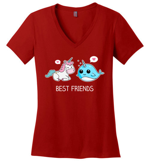 Narwhal Unicorn Best Friends V-Neck