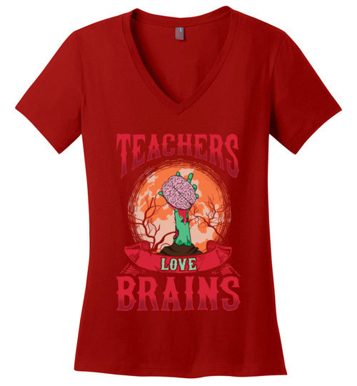 Teachers Love Brains V-Neck