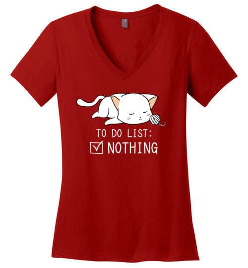 Cat To Do List Nothing V-Neck