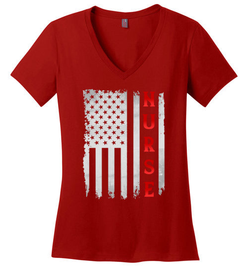 Nurse American Flag V-Neck