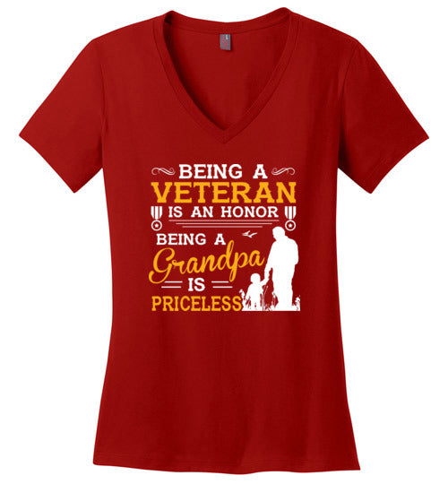 Veteran Grandpa Priceless V-Neck