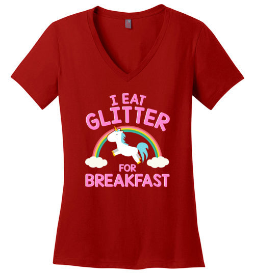 Unicorn I Eat Glitter For Breakfast V-Neck