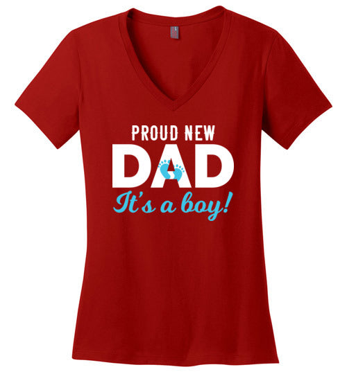 Proud New Dad Canvas V-Neck T-Shirt