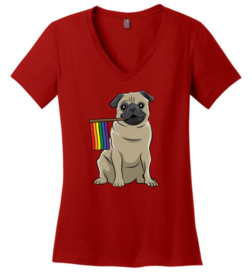 Pug LGBT Flag V-Neck