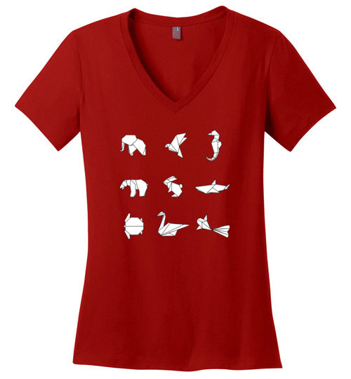 Origami Animals V-Neck