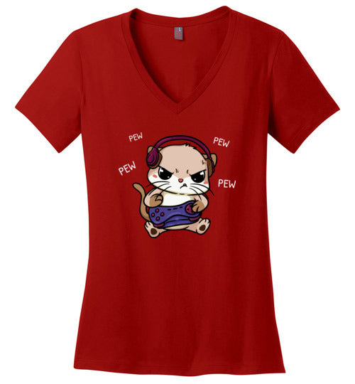 Gaming Kitty Cat V-Neck