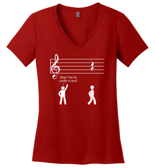 Music Stop Under A Rest V-Neck