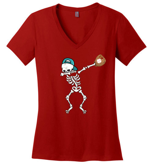 Baseball Dabbing Skeleton V-Neck