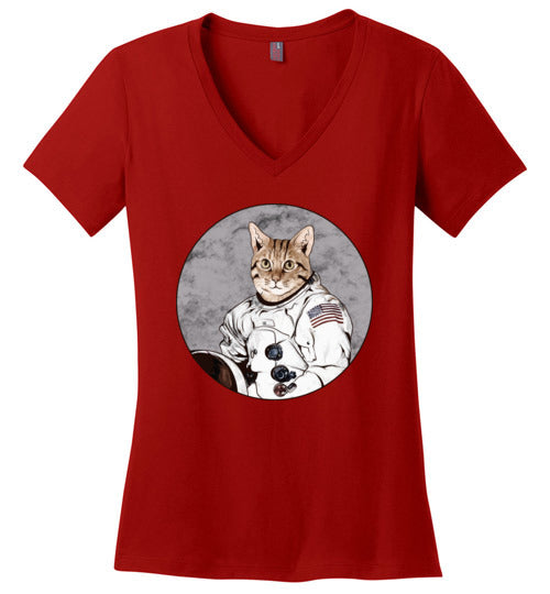 Cat Astronaut V-Neck