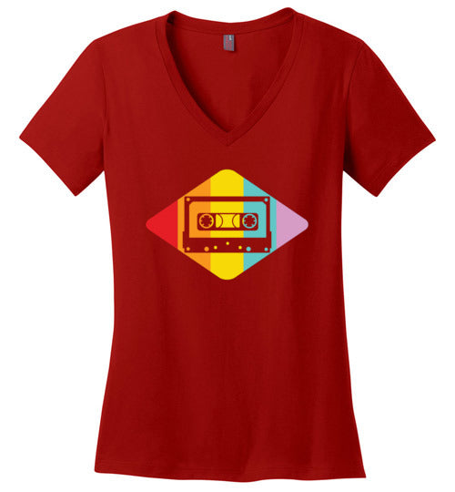Vintage Retro Cassette V-Neck