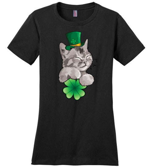 Cat Leprechaun Holding Clover