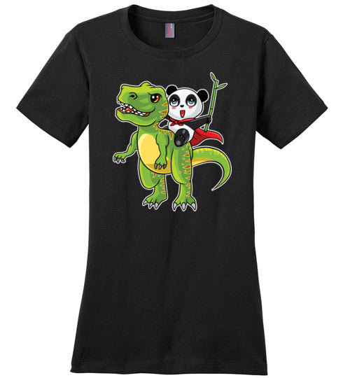 Panda Riding T-Rex Bamboo Canvas