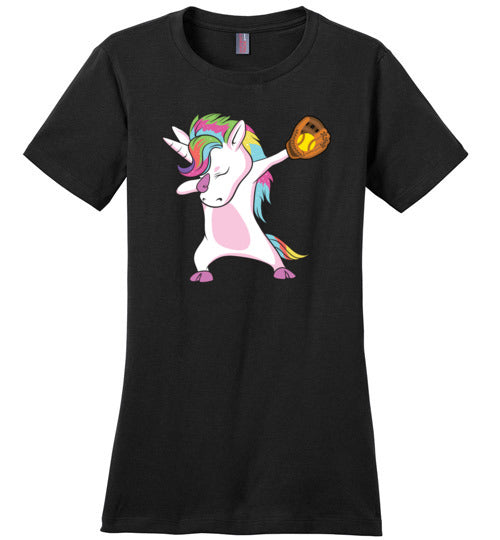 Softball Dabbing Unicorn Canvas