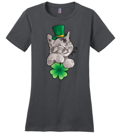 Cat Leprechaun Holding Clover