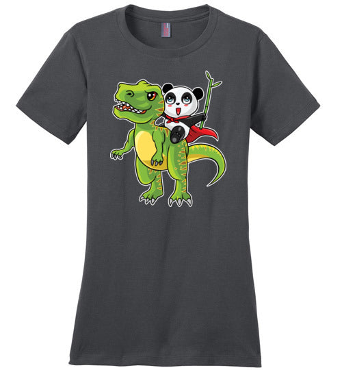 Panda Riding T-Rex Bamboo Canvas