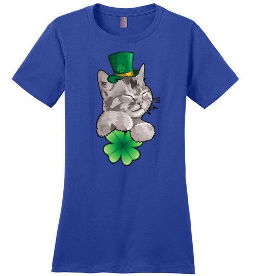 Cat Leprechaun Holding Clover