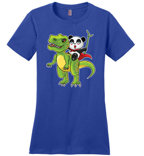 Panda Riding T-Rex Bamboo Canvas