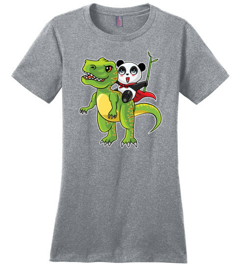 Panda Riding T-Rex Bamboo Canvas