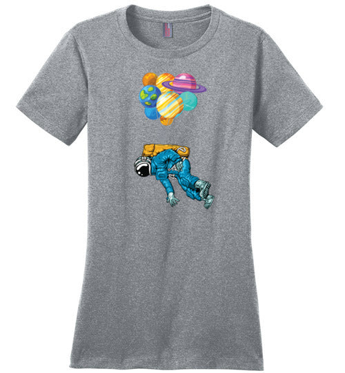 Astronaut Floating Planet Balloons Canvas