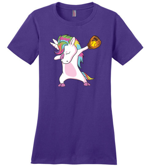 Softball Dabbing Unicorn Canvas