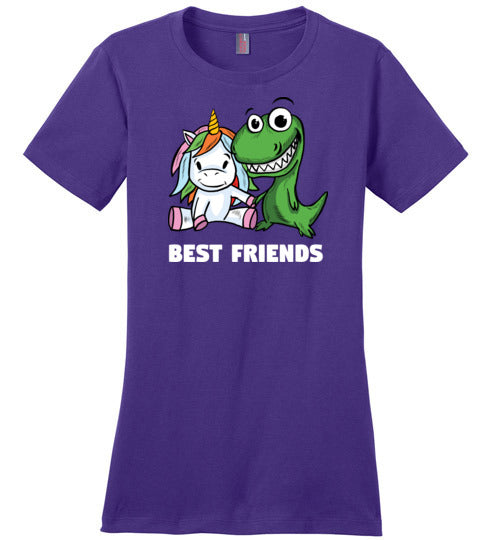 Unicorn And T-Rex Best Friends Canvas
