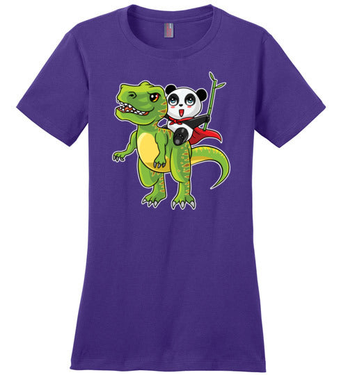 Panda Riding T-Rex Bamboo Canvas