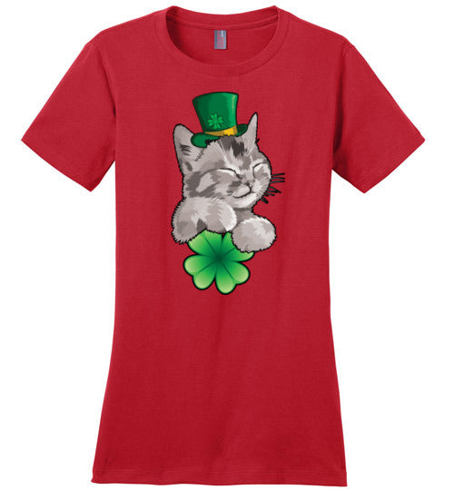 Cat Leprechaun Holding Clover