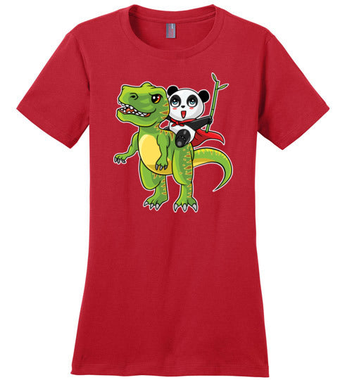 Panda Riding T-Rex Bamboo Canvas