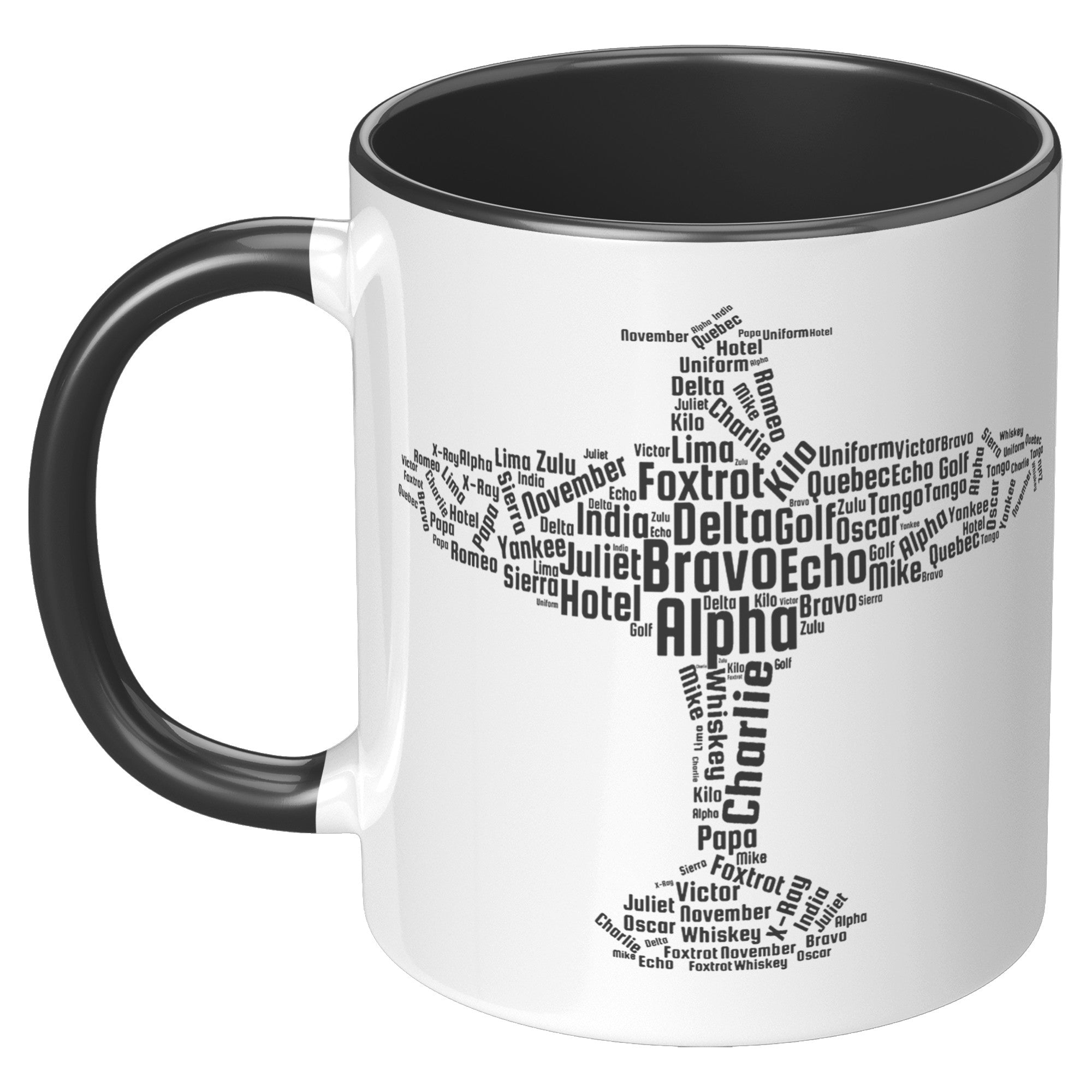11oz Accent Mug - Flying Pilot Word Cloud
