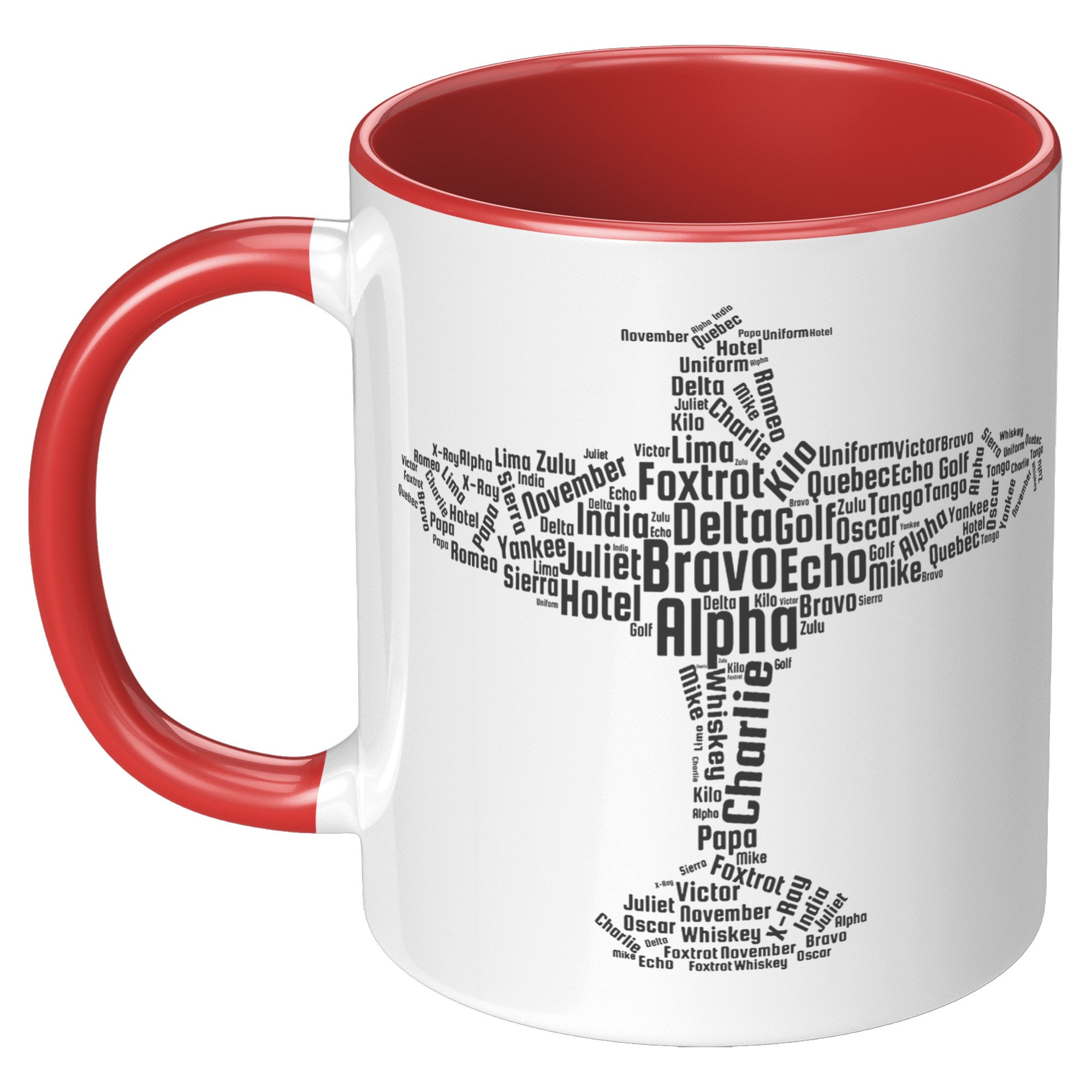 11oz Accent Mug - Flying Pilot Word Cloud