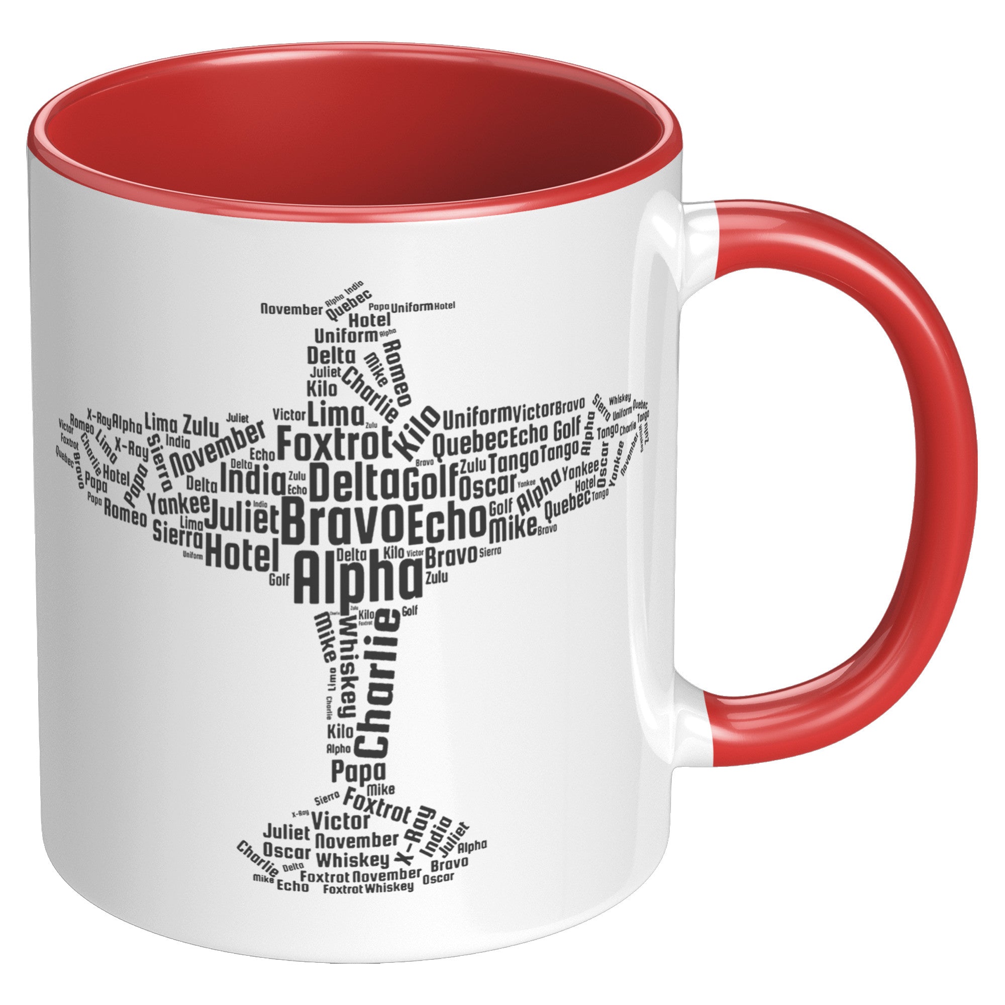 11oz Accent Mug - Flying Pilot Word Cloud
