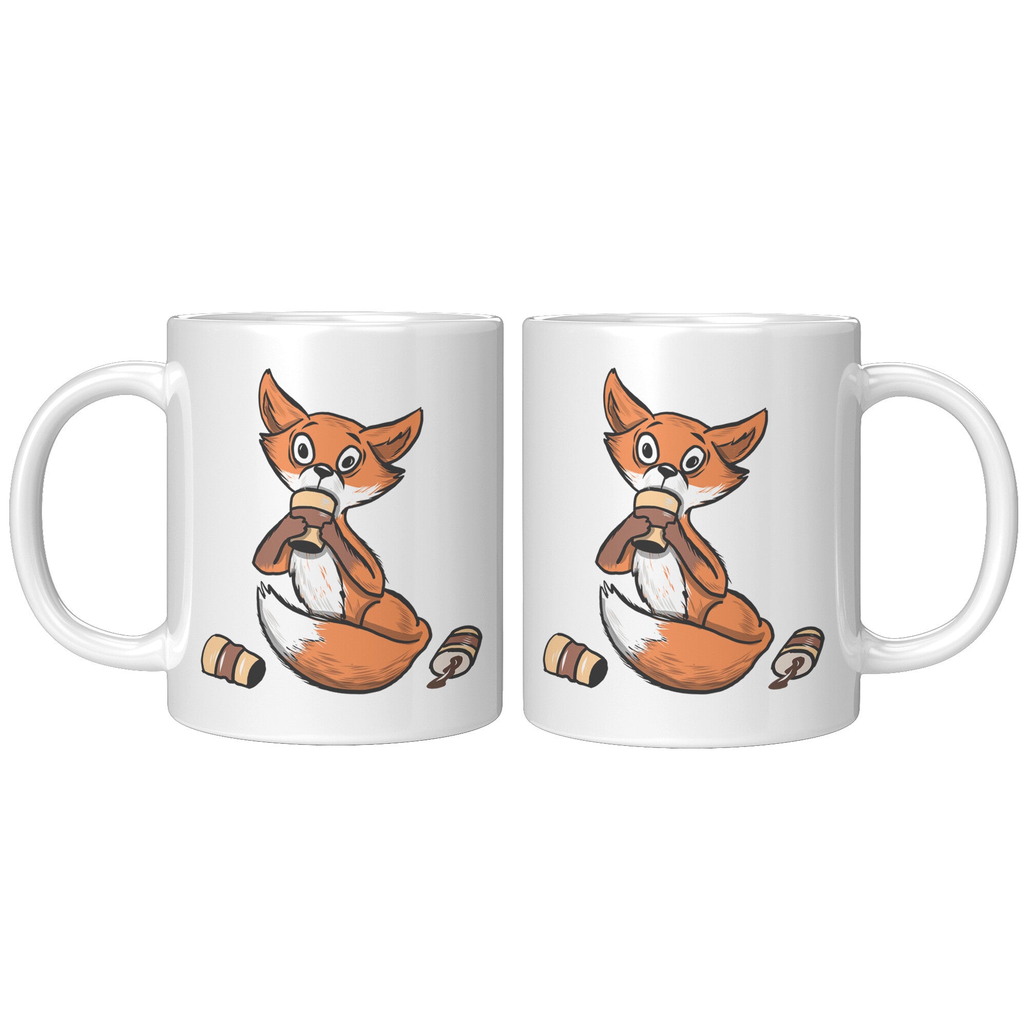 11oz Accent Mug - Fox Drinking Coffee